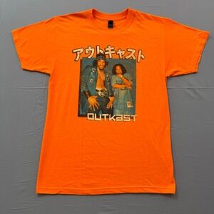 Outkast Graphic Tee Orange Japanese Katakana Hip Hop Shirt Small M&O Gold